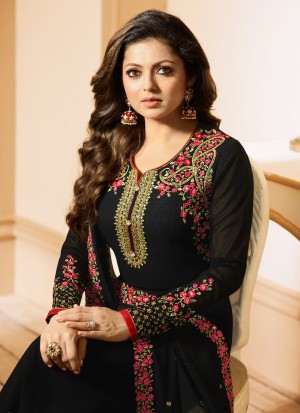 Buy Online Black Faux Georgette Churidar Suit NITYA VOL 112 2204 BY LT Fabrics